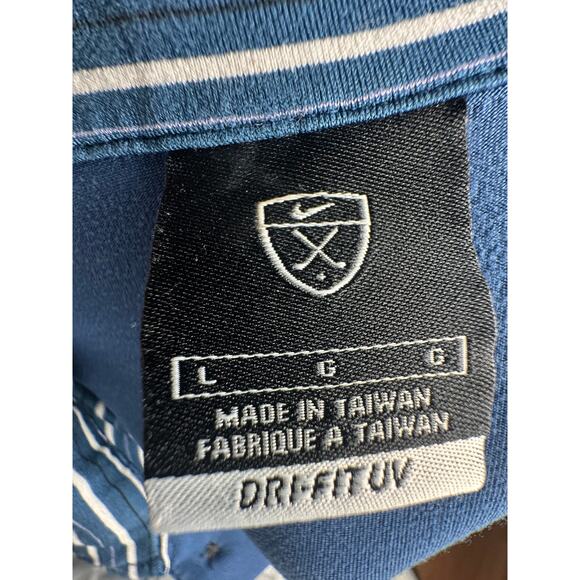 Nike Tour Men's L Dri-FIT Striped Golf Polo Short Sleeve Shirt Tiger Woods Blue - Picture 4 of 7